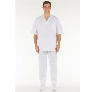 Casaca Sanitaria Unisex GIMA de Algodón 100% con Cuello en Pico – Tallas XS a XXL (Blanco, Verde, Azul Índigo) · Certificación OEKO-TEX® 100