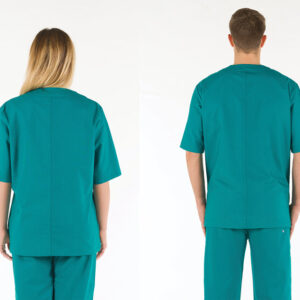 Casaca Sanitaria Unisex GIMA de Algodón 100% con Cuello en Pico – Tallas XS a XXL (Blanco, Verde, Azul Índigo) · Certificación OEKO-TEX® 100