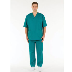 Casaca Sanitaria Unisex GIMA de Algodón 100% con Cuello en Pico – Tallas XS a XXL (Blanco, Verde, Azul Índigo) · Certificación OEKO-TEX® 100