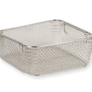 Cesta de alambre de acero inoxidable para contenedor de esterilización – GIMA 255 x 245 mm, altura 100 mm (Ref. 37303)