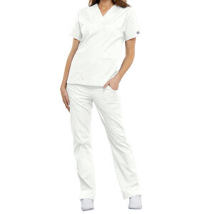 Chaqueta Uniforme Cherokee Originals V-Neck Top Blanco Talla XXS — Escote en pico, manga dolman, mujer