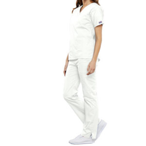 Chaqueta Uniforme Cherokee Originals V-Neck Top Blanco Talla XXS — Escote en pico, manga dolman, mujer
