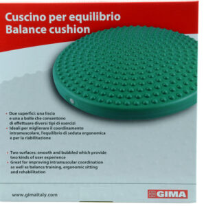 Cojín de equilibrio hinchable GIMA Ø 35 cm con doble superficie (lisa y con burbujas) para propiocepción y rehabilitación - Ref. 47090
