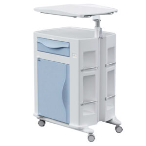 Comodino hospitalario OLYMPUS de polietileno con mesa sobre-cama regulable | GIMA – Ref. 43551