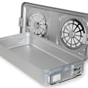 Contenedor de esterilización para instrumental con doble filtro y fondo no perforado – Modelo grande 580 x 280 mm, autoclavable GIMA (Ref. GM37100)