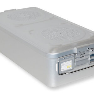Contenedor de esterilización para instrumental con doble filtro y fondo no perforado – Modelo grande 580 x 280 mm, autoclavable GIMA (Ref. GM37100)