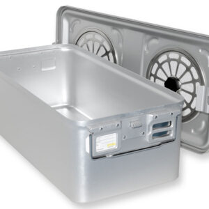 Contenedor de esterilización para instrumental con doble filtro y fondo no perforado – Modelo grande 580 x 280 mm, autoclavable GIMA (Ref. GM37100)