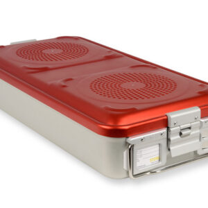 Contenedor de esterilización para instrumental con doble filtro y fondo no perforado – Modelo grande 580 x 280 mm, autoclavable GIMA (Ref. GM37100)