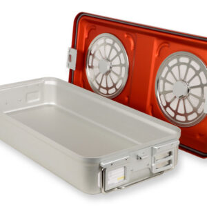 Contenedor de esterilización para instrumental con doble filtro y fondo no perforado – Modelo grande 580 x 280 mm, autoclavable GIMA (Ref. GM37100)