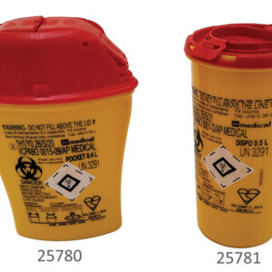 Contenedor de residuos punzantes y cortantes DISPO 0,5 l – GIMA | Caja de 187 unidades (ref. 25781)