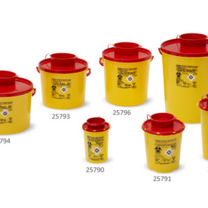 Contenedor para Residuos Punzantes y Cortantes GIMA Línea PBS – 0,6 a 12 l (Refs. 25790-25796) – Autoclavable y con cierre hermético certificado