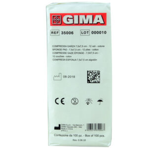 COTTON GAUZE SWABS - 7.5x7.5 cm - 12 plies - 10 packs of 100