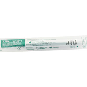 Cureta dermatológica desechable estéril Ø 3 mm – GIMA línea KAI (fabricada en Japón), filo de acero inoxidable semi-afilado y mango ergonómico, caja de 20 uds. (Ref. GM22603)