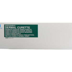 Cureta dermatológica desechable estéril Ø 3 mm – GIMA línea KAI (fabricada en Japón), filo de acero inoxidable semi-afilado y mango ergonómico, caja de 20 uds. (Ref. GM22603)