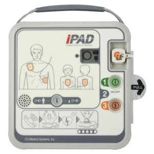 Desfibrilador externo semiautomático iPad CU-SPR de GIMA – DEA/DESA de acceso público, bifásico e-cube con modo adulto/pediátrico e IP66 (Ref. GM35400-F)