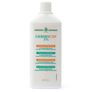 Desinfectante Detergente GERMOCID 2% Instrumentos GIMA – Limpieza, Desinfección de Alto Nivel y Descontaminación de Instrumental Quirúrgico e Invasivo | Botella 1 L (Caja de 12) | Ref. 36810