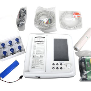 Electrocardiógrafo GIMA Cardio 7 · ECG de 12 canales con pantalla táctil 7" (800×480), interpretación automática Minnesota y VFC · Ref. 33352