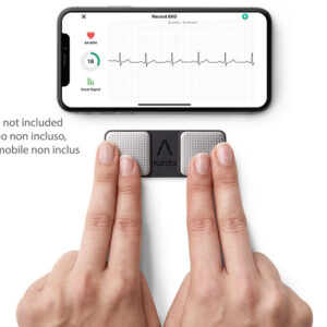 Electrocardiógrafo personal de 1 derivación OMRON KardiaMobile KM-1L-E – ECG de bolsillo con electrodos de dedo y análisis mediante la app Kardia
