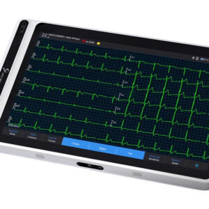 Electrocardiógrafo Portátil Tablet NEO ECG S120 – ECG 9/12 derivaciones, pantalla táctil 7", WiFi, exportación USB y algoritmo de Glasgow (GIMA) | Ref. GM54229-F · Conexión Snap Plug