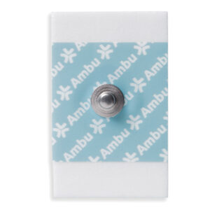 Electrodo ECG desechable Ambu® WhiteSensor 4200 – Gel sólido, soporte de espuma (foam) y conector snap – Formato rectangular 28x44 mm – Caja de 1.200 uds (Ref. GM53902)