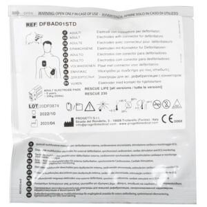 Electrodos desechables (pads) adultos para desfibrilador Progetti Rescue 230 y Rescue Life (pantallas 5,7" y 7") – Originales, ref. GIMA 33461/33462