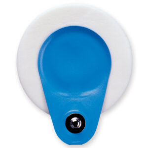 Electrodos ECG desechables Ambu BlueSensor R de espuma (foam) con gel húmedo y sensor Ag/AgCl, formato 57 x 48 mm – Conexión 4 mm y snap – Caja de 500 uds. (Ref. GM33208 / GM33209)
