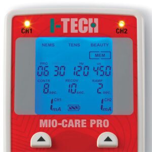Electroestimulador TENS MIO-CARE PRO de 2 Canales – GIMA – 63 Programas (14 Médicos, 15 Estética, 21 Fitness y 13 Memorias Libres) | Ref. 28377
