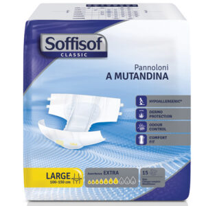 Empapador anatómico desechable SOFFISOF CLASSIC de GIMA – Incontinencia moderada, talla media (M), caja de 90 uds. (ref. 36701)