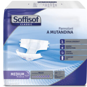Empapador anatómico desechable SOFFISOF CLASSIC de GIMA – Incontinencia moderada, talla media (M), caja de 90 uds. (ref. 36701)