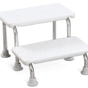Escalón de bañera de 2 peldaños GIMA – Estructura de acero inoxidable y peldaños de plástico, altura regulable 14-29 cm, carga 100 kg (Ref. 42921)