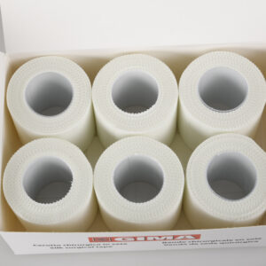 Esparadrapo de seda GIMA en rollo de 10 m × 5 cm – Cinta quirúrgica blanca para fijación de apósitos (Ref. 34788) | Caja de 6 rollos