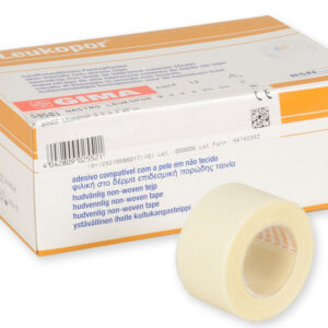 Esparadrapo de tejido no tejido Leukopor 25 mm x 9,2 m – BSN, para pieles sensibles, caja de 12 rollos (Ref. 02454-00)