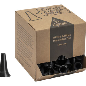 Espéculo de otoscopio desechable HEINE Allspec® 4 mm gris — Compatible con Mini 2000/3000, K180 y Beta 200/400 | Dispensador de 250 uds (Ref. B-000.11.150)