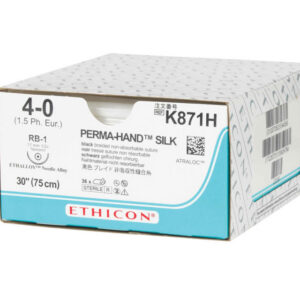 ETHICON PERMA-HAND SILK SUTURES - gauge 4/0 needle 17 mm RB-1 - braided