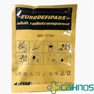 Electrodo desfibrilador adulto radiotransparente con cable interior, compatible con marca Nihon Kohden serie TEC