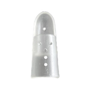 Férula de dedo GIMA talla 3 transparente – Inmovilizador de falange en plástico rígido con ventilación (Ref. 42102) – Caja de 20 uds.