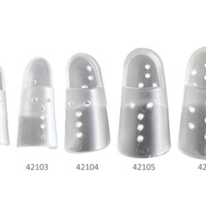 Férulas para dedos (finger splints) de plástico rígido transparente, talla 5.5 – GIMA (ref. 42105), caja de 20 unidades