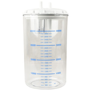 Frasco de aspiración de 4 litros con tapa autoclavable 121 °C – Policarbonato Makrolon® para sistemas de vacío central y aspiradores GIMA (Ref. 28228)