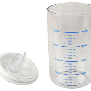 Frasco de aspiración de 4 litros con tapa autoclavable 121 °C – Policarbonato Makrolon® para sistemas de vacío central y aspiradores GIMA (Ref. 28228)