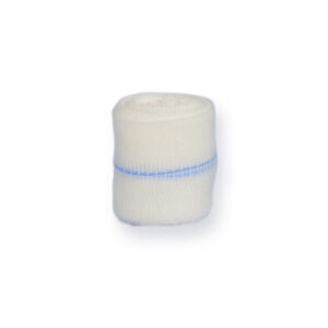 Gasa de algodón 100% en cinta (ribbon) 5 m x 5 cm · 33 g/m² · 22 hilos · Caja de 12 uds · GIMA (Ref. 59422)