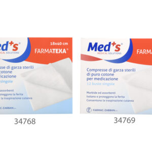 Gasas estériles de algodón hidrófilo 100% 18x40 cm – Plegadas 12/8 hilos, caja de 12 uds. (cartón de 48) – GIMA (Ref. 34768) | SKU GM34768