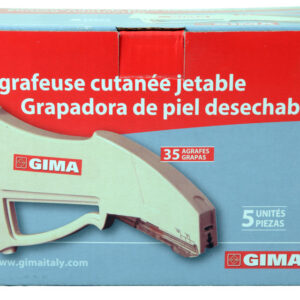 Grapadora Cutánea Desechable Estéril GIMA · 35 Grapas de Acero Inoxidable 317L · Caja de 5 uds (Ref. 25891)