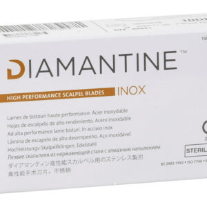 Hojas de Bisturí Diamantine™ GIMA de Acero Inoxidable, Estériles y de un Solo Uso – Encaje Mangos N.º 3 y N.º 4 · Caja de 100 uds. (Refs. 27010–27018)