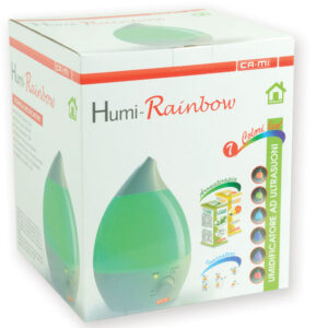 Humidificador ultrasónico de niebla fría HUMI-RAINBOW GIMA | Depósito 2,8 L, iluminación LED de 7 colores y salida orientable 360° | Ref. 28070