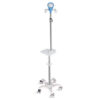 I.V. INFUSION STAND ON 5 WHEELS TROLLEY with handle and shelf - s/s - 4 hooks