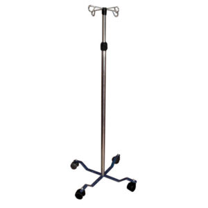 I.V.STAND ON 4 WHEELS TROLLEY - stainless steel - 4 s/s hooks