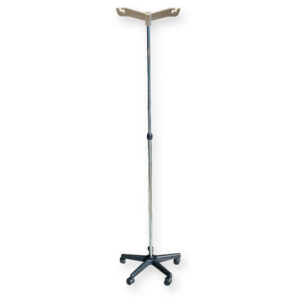 I.V.STAND ON 5 WHEELS TROLLEY - aluminium - 2 hooks