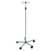 I.V.STAND ON 5 WHEELS TROLLEY - stainless steel - 4 s/s hooks