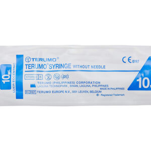 Jeringa 3 cuerpos Terumo® 10 ml sin aguja – Cono Luer Slip excéntrico – Ref. MDSS10ESE – Caja 100 uds estériles