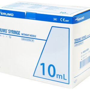 Jeringa 3 cuerpos Terumo® 10 ml sin aguja – Cono Luer Slip excéntrico – Ref. MDSS10ESE – Caja 100 uds estériles